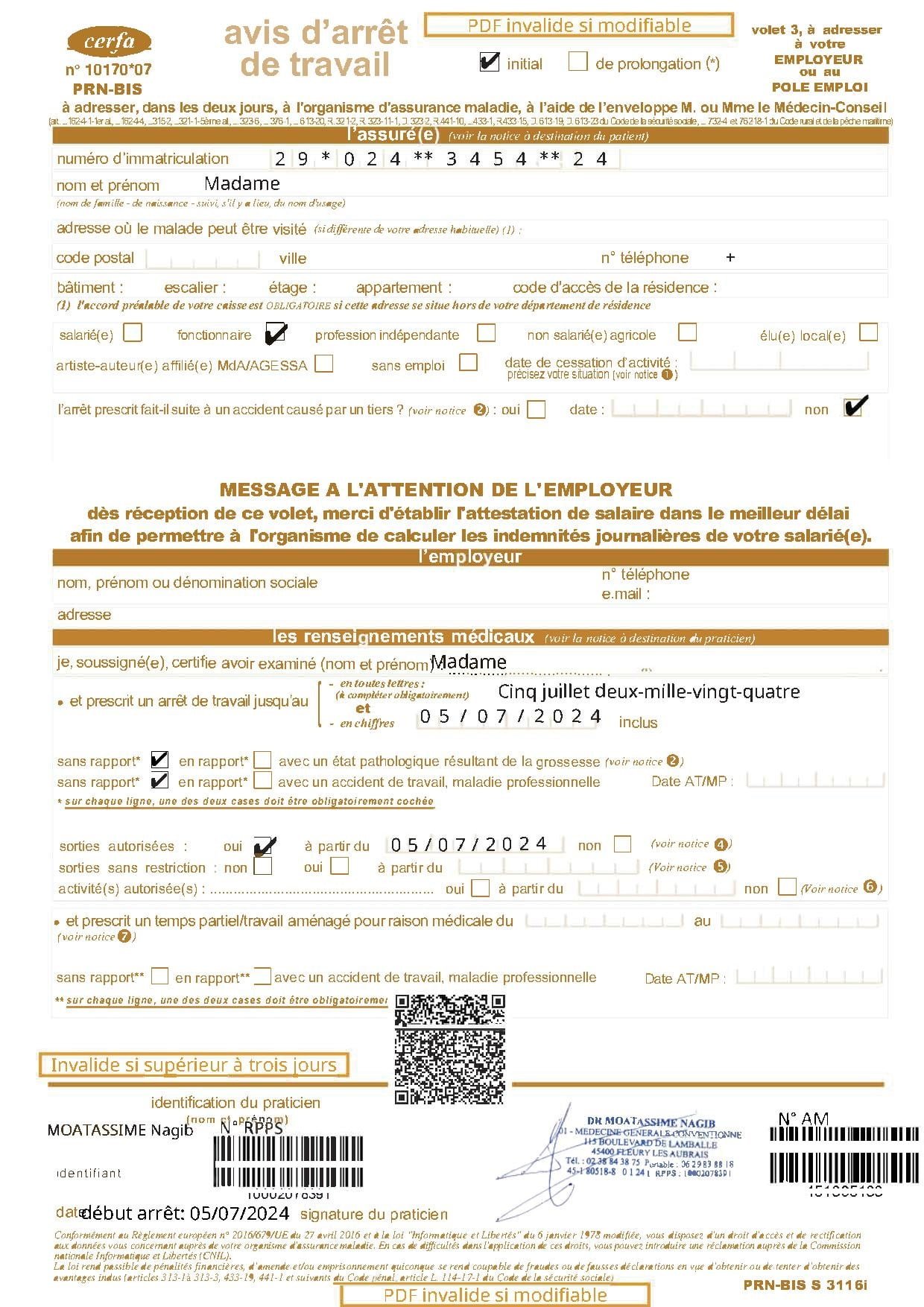 Certificat de repos sécurisé