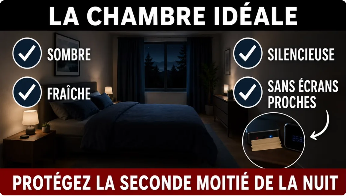 Graphique : hausse normale de température à 6h vs hausse précoce à 3h provoquant le réveil